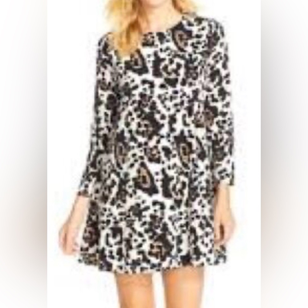 CeCe by Cynthia Steffe Leopard Print Long Sleeve Fit & Flare Dress
